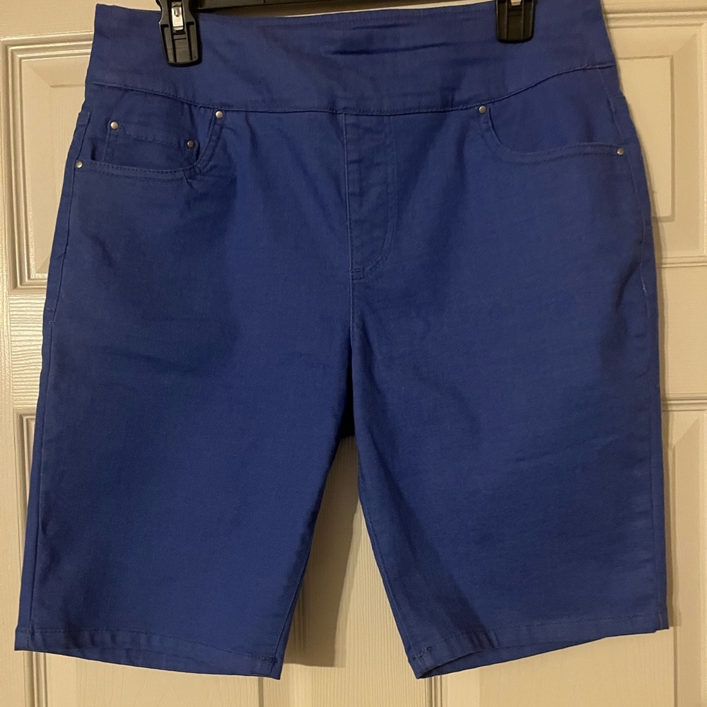 Blair Women’s Pull-On Bermuda Jean Shorts Stretch W/ Pockets Blue 12P